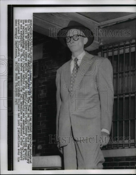 1956 Press Photo James P.Duty sentenced to life imprisonment for stealing a car
