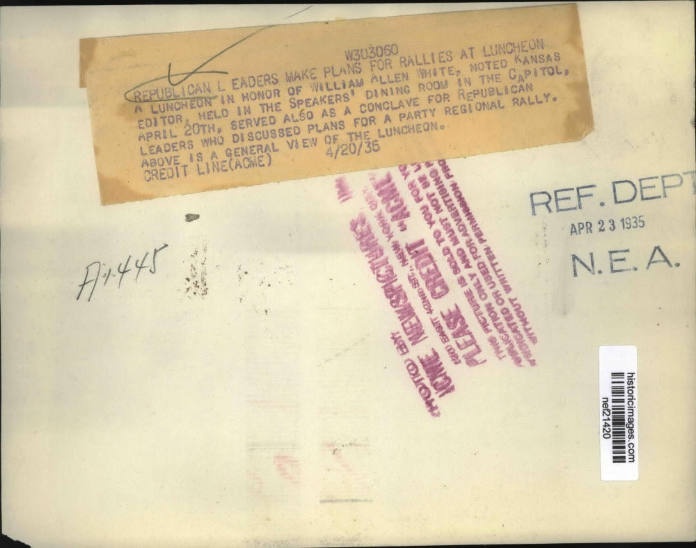 1935 Press Photo Republican Leaders Make Plans For Rallies At Luncheon