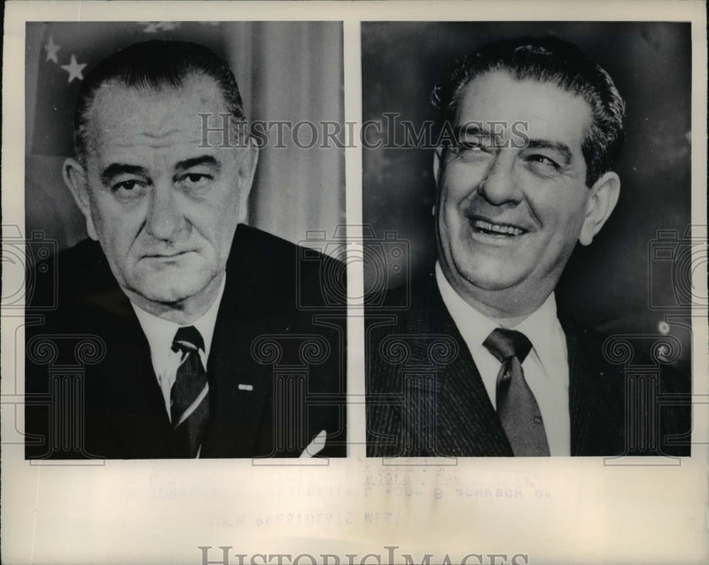 Load image into Gallery viewer, 1964 Press Photo Pres.Lyndon B.Johnson and Pres.Adolfo Lopez Mateos of Mexico
