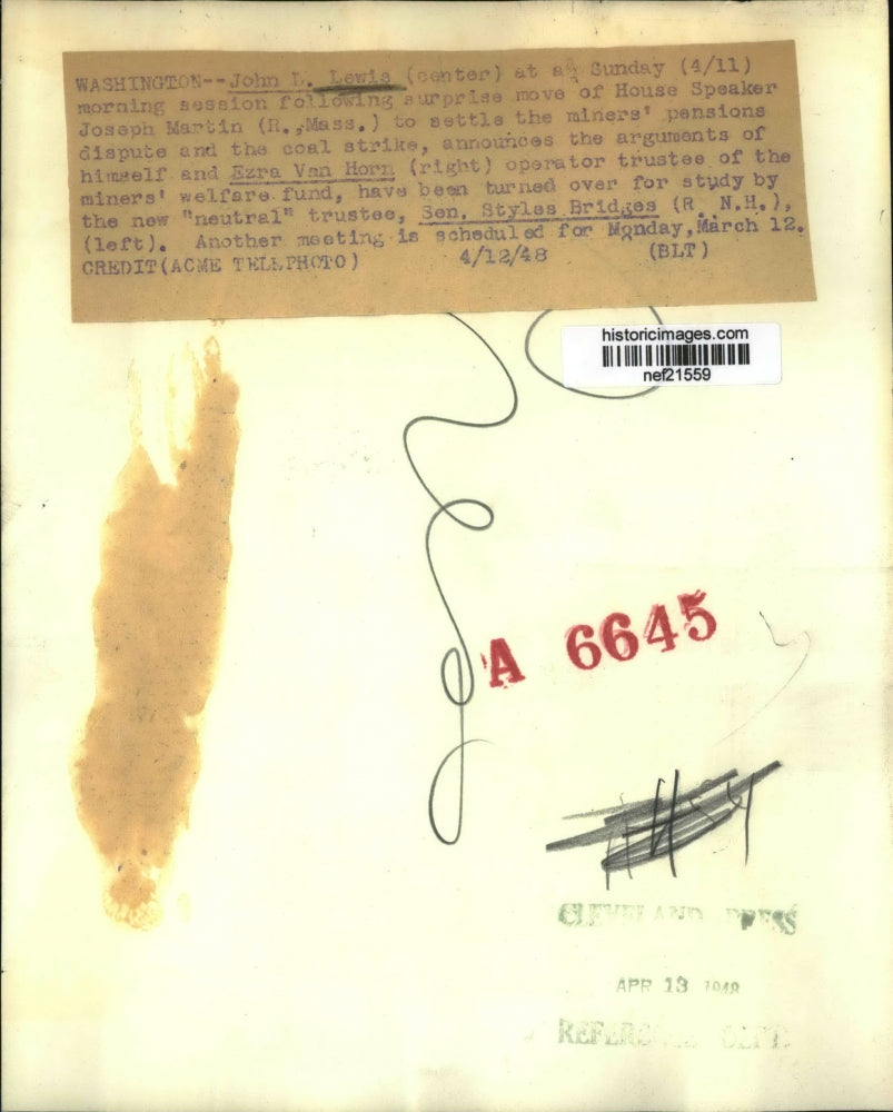 1948 Press Photo John L. Lewis of United Mine Workers at UMW Session - nef21559