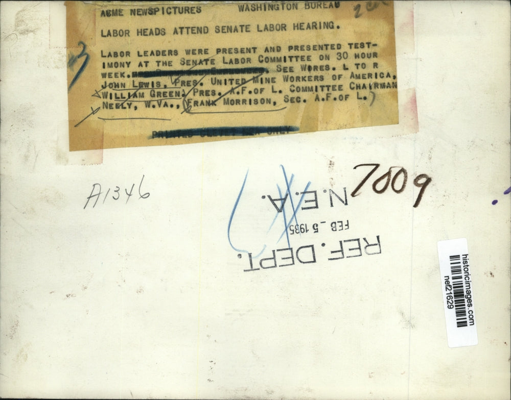 1935 Press Photo John Lewis at Labor Leaders at the Senate Labor Committee