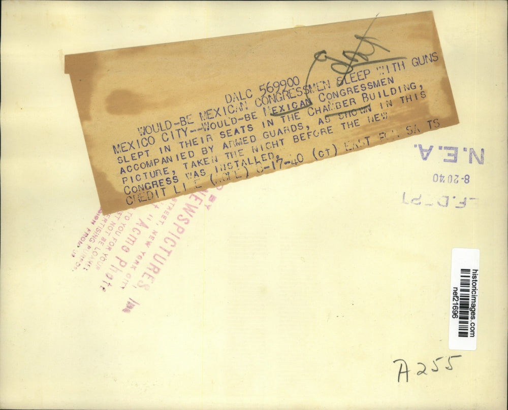 1940 Press Photo Would-Be Mexican Government Congressmen Slept With Armed Guards