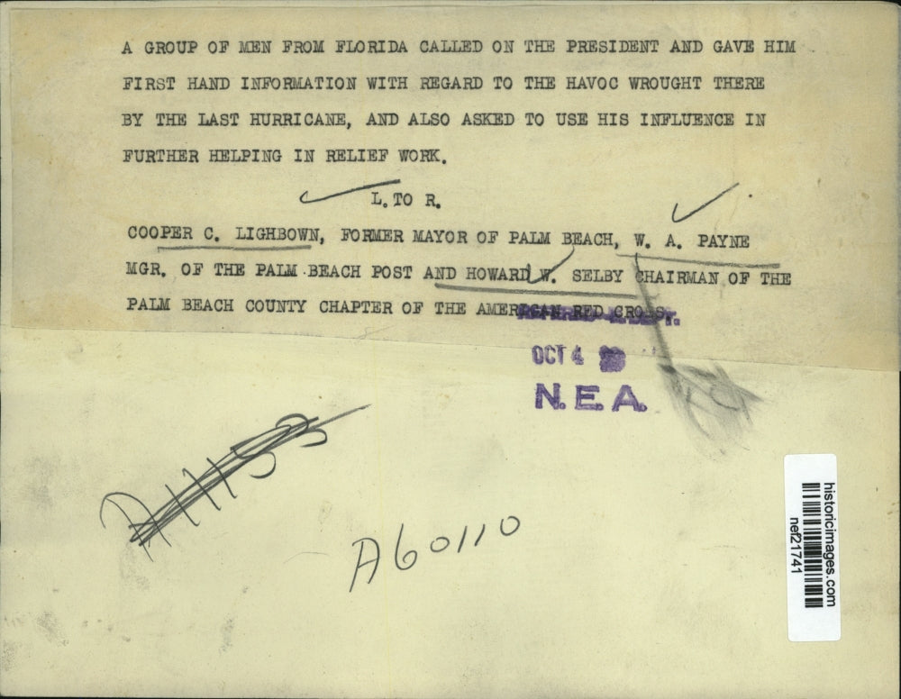 1929 Press Photo Cooper C. Lighbown, W.A. Payne, Howard W. Selby at White House