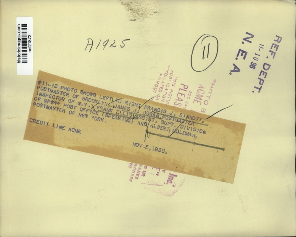 1936 Press Photo Postal Officials of New York, Frank Ellis Speaking - nef21872