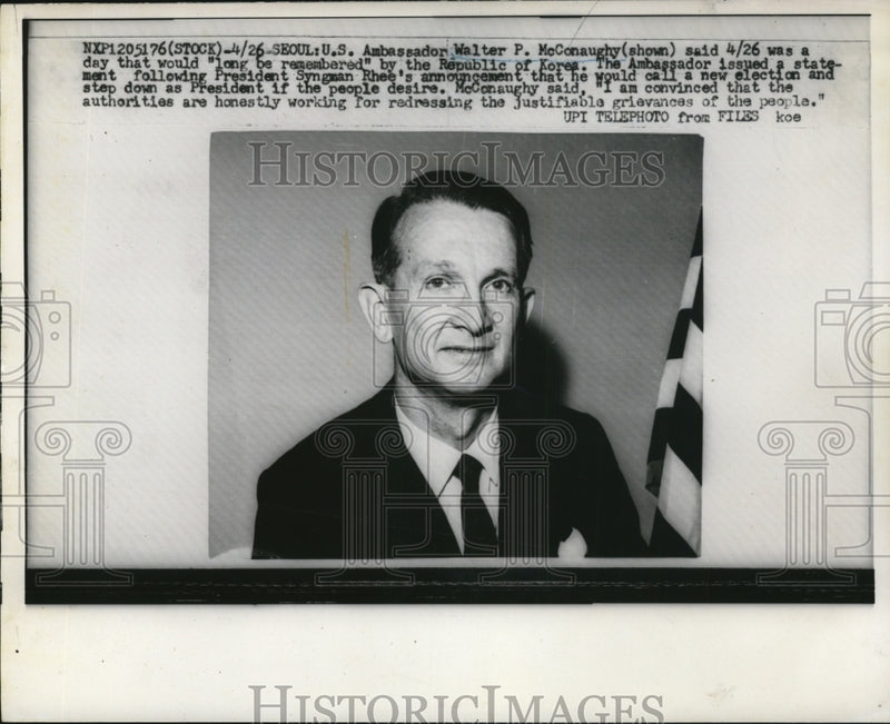 Load image into Gallery viewer, 1960 Press Photo Ambassador Walter P.McConaughy to South Korea - nef21886
