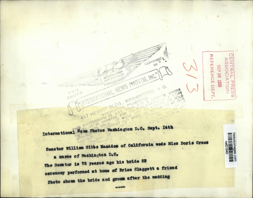 1935 Press Photo William Gibbs MacAdoo & Wife Doris After Wedding - nef21940