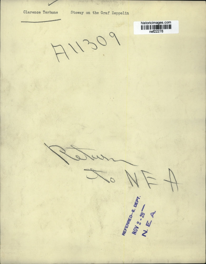 1928 Press Photo Clarence Terhune Stowaway on the Graf Zeppelin0 - nef22278