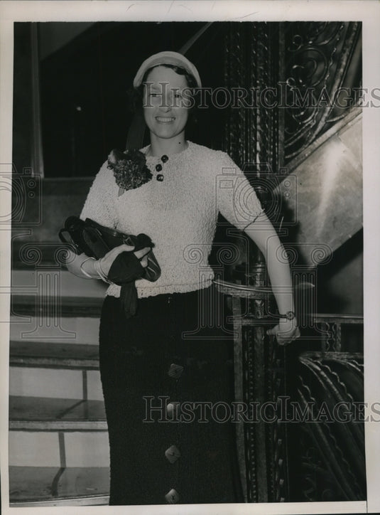 1936 Press Photo Ms Bertha Tilden Sailing From New York City For Vacation Abroad