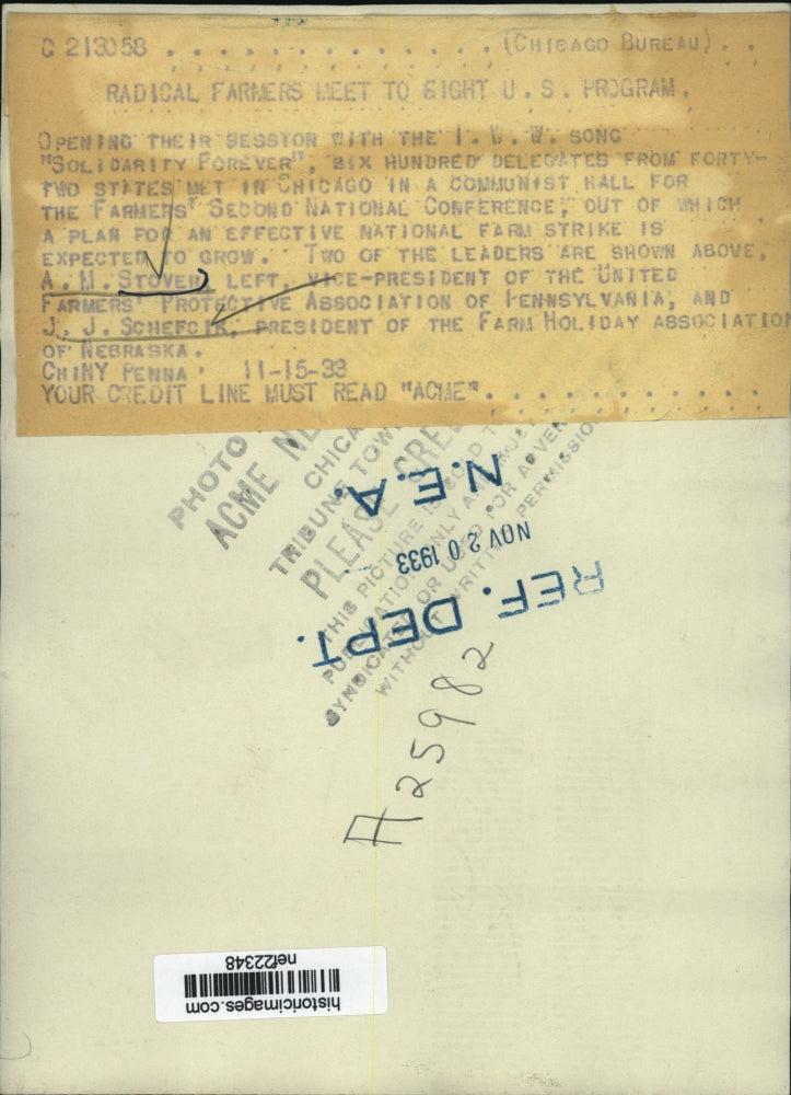 1933 Press Photo Farmers From 48 States Meet in Chicago For Farmer's Conference