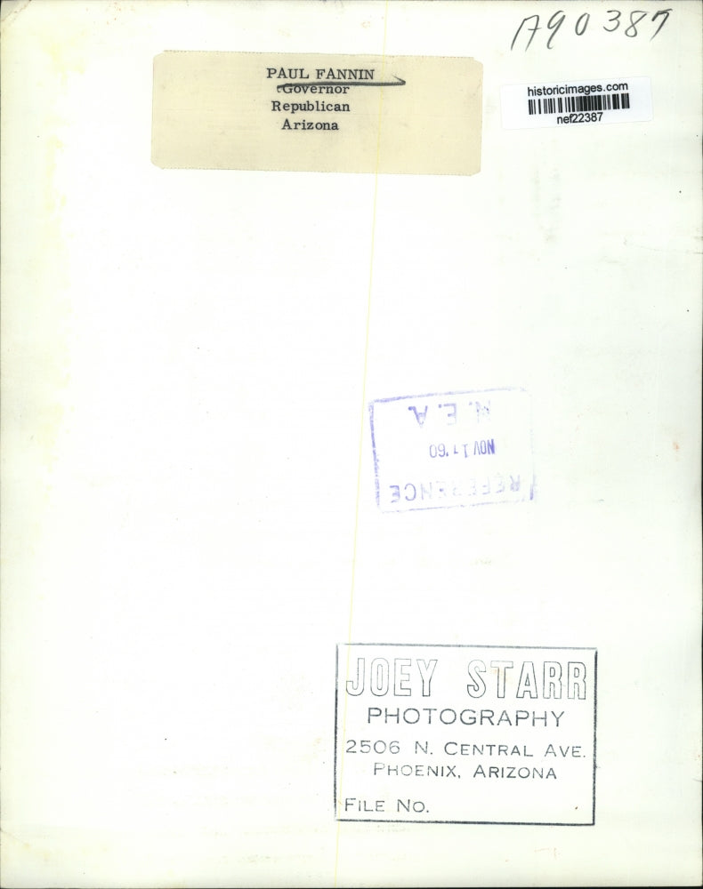 1960 Press Photo Paul Fannin Republican Governor of Arizona - nef22387