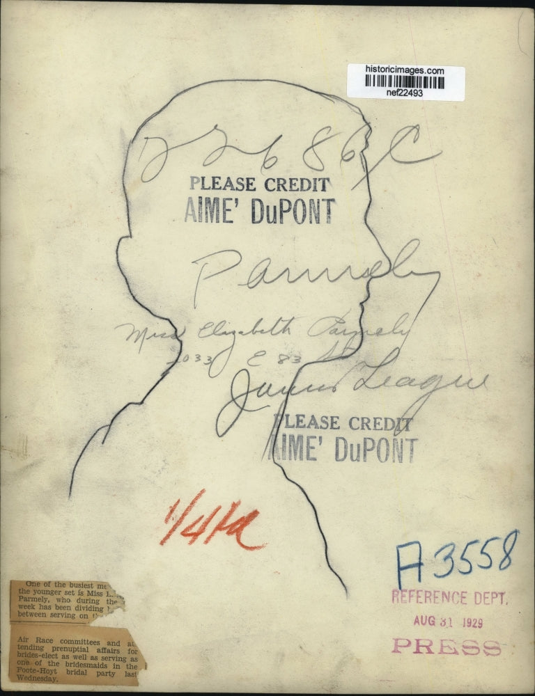 1929 Press Photo Elizabeth Parmely - nef22493