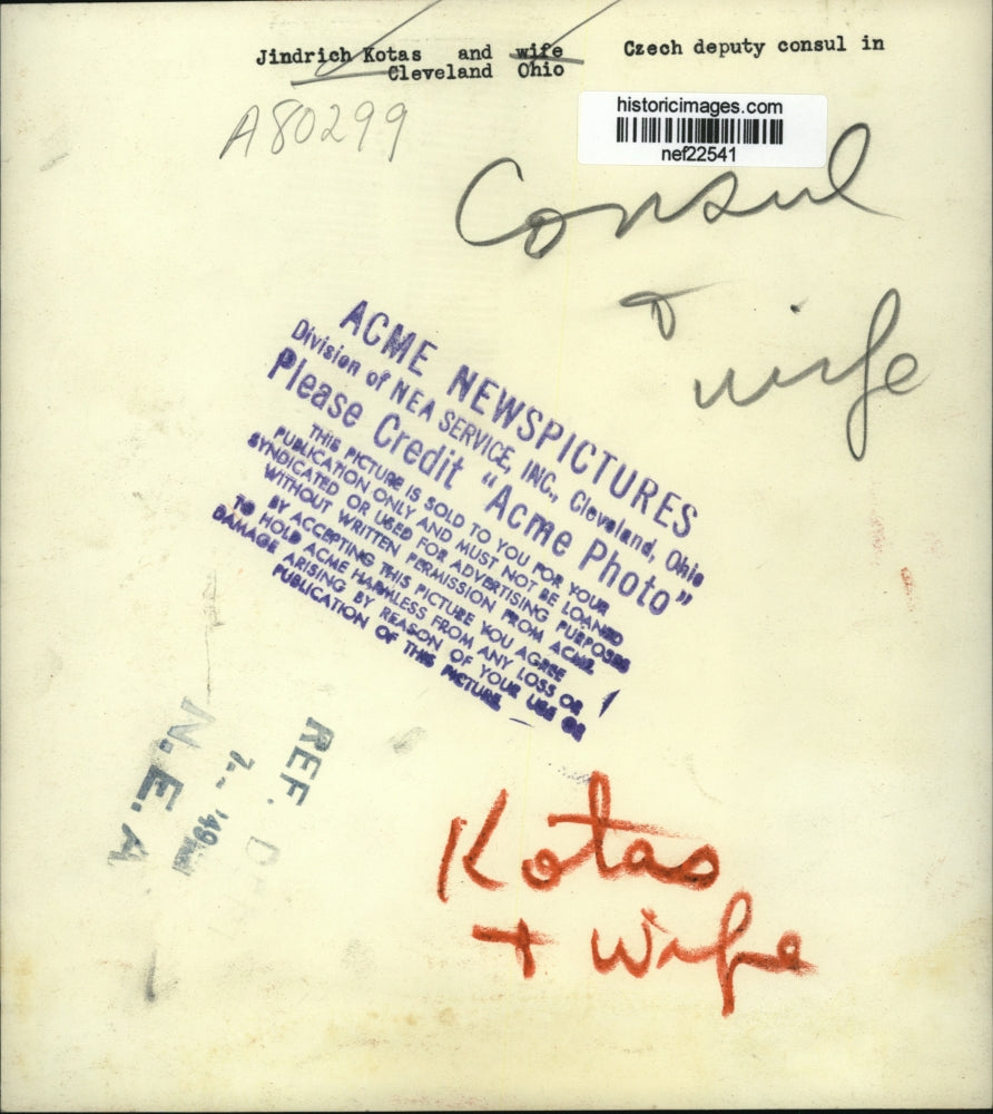 1949 Press Photo Jindrich Kotas & Wife - nef22541