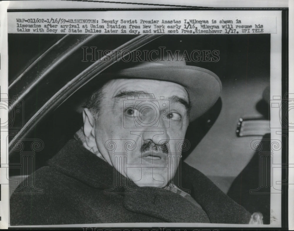 1959 Press Photo Anastas I. Mikoyan at Union Station, Washington, D.C.