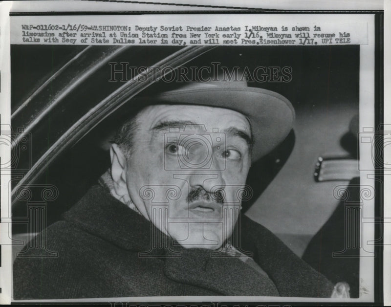 Load image into Gallery viewer, 1959 Press Photo Anastas I. Mikoyan at Union Station, Washington, D.C.
