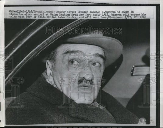 1959 Press Photo Anastas I. Mikoyan at Union Station, Washington, D.C.