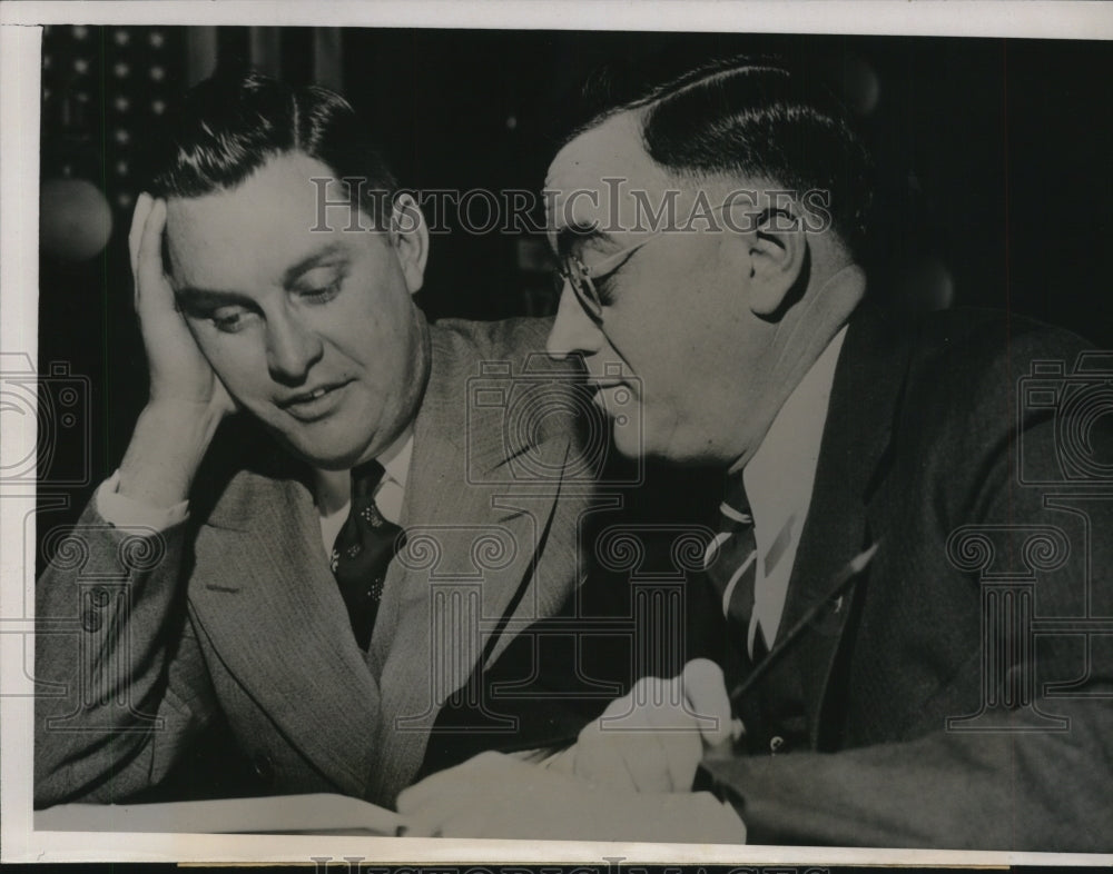1938 Press Photo John Cassidy, Reyburn Russell at James Crabb Trial, illinois