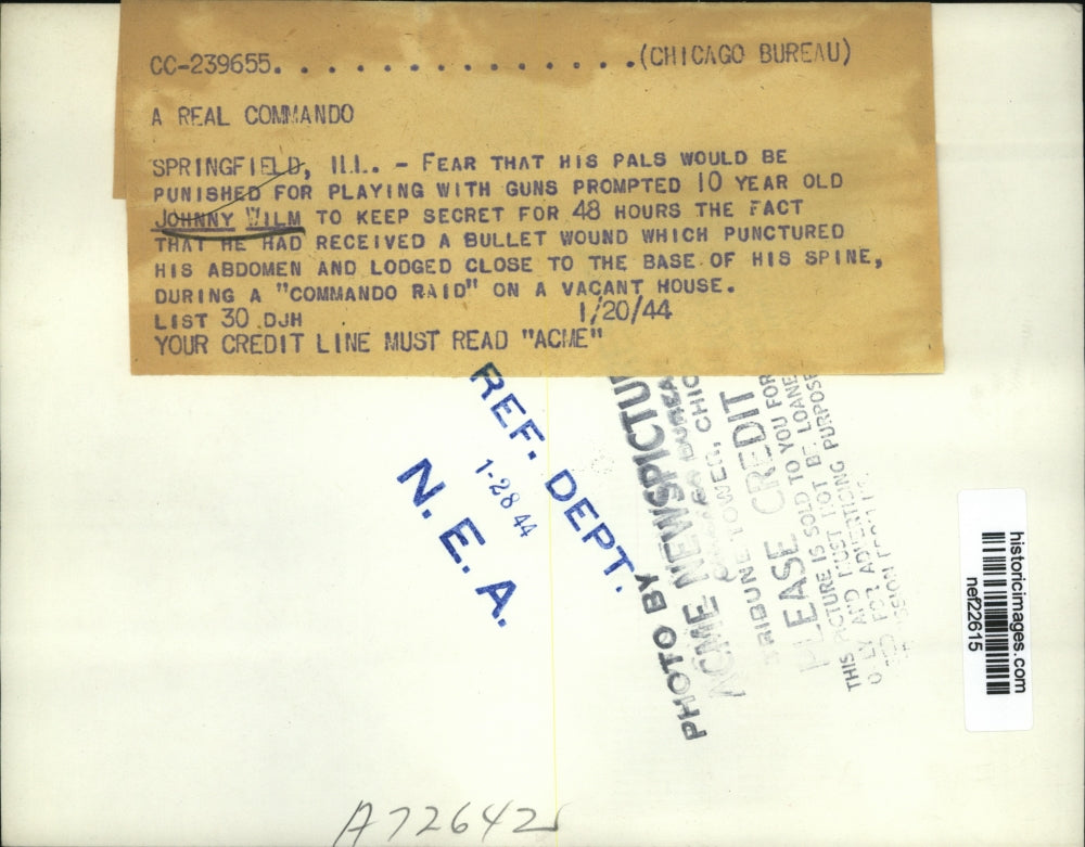 1944 Press Photo Johnny Wilm - nef22615