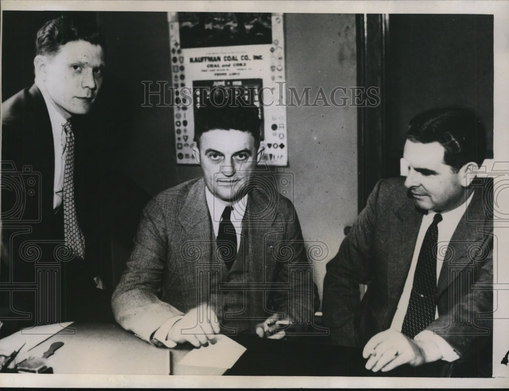 1935 Press Photo Attorneys Michael Shore, Eugene Cavanaugh, and E.V. Champion