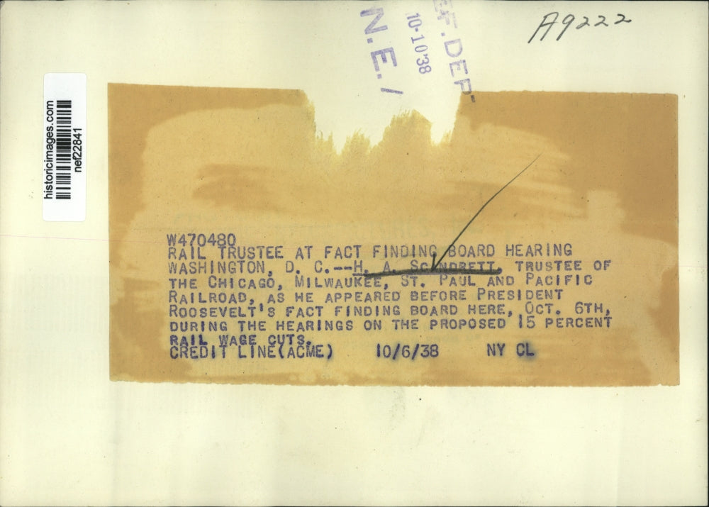 1938 Press Photo H A Scindrett Appear Before Pres Roosevelt's Fact Finding Board