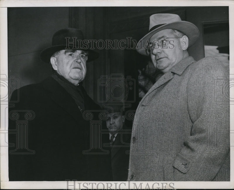 Load image into Gallery viewer, 1950 Press Photo John Lewis &amp; Paul Reed Shown Leaving Union's Headquarters
