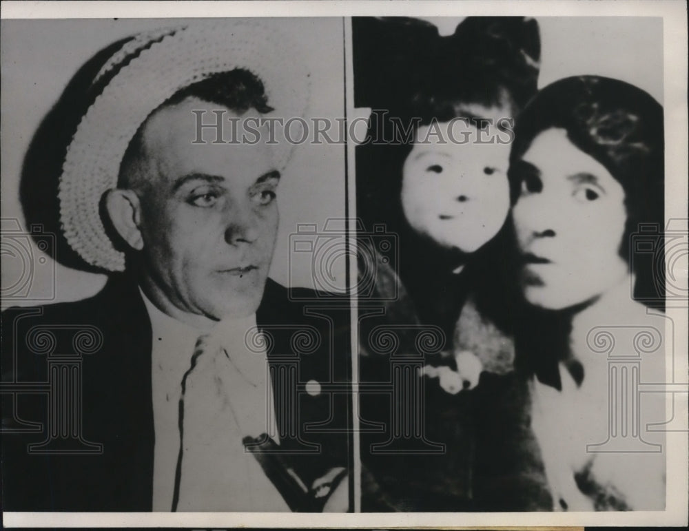 1933 Press Photo M.J. Woods, Wife &amp; Daughter Kidnapped by Kansas State Convicts- Historic Images