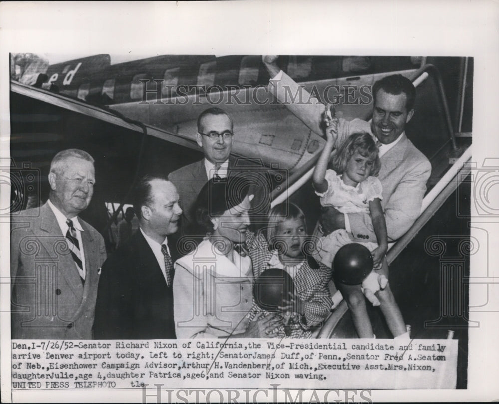1952 Press Photo Richard Nixon Vice President Candidate Arrives in Denver