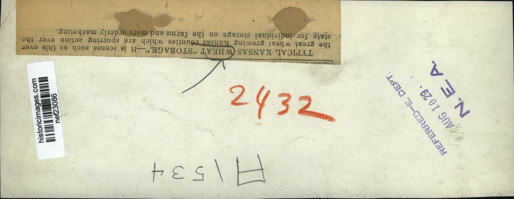 1929 Press Photo Typical Kansas Wheat "Storage" - nef23086