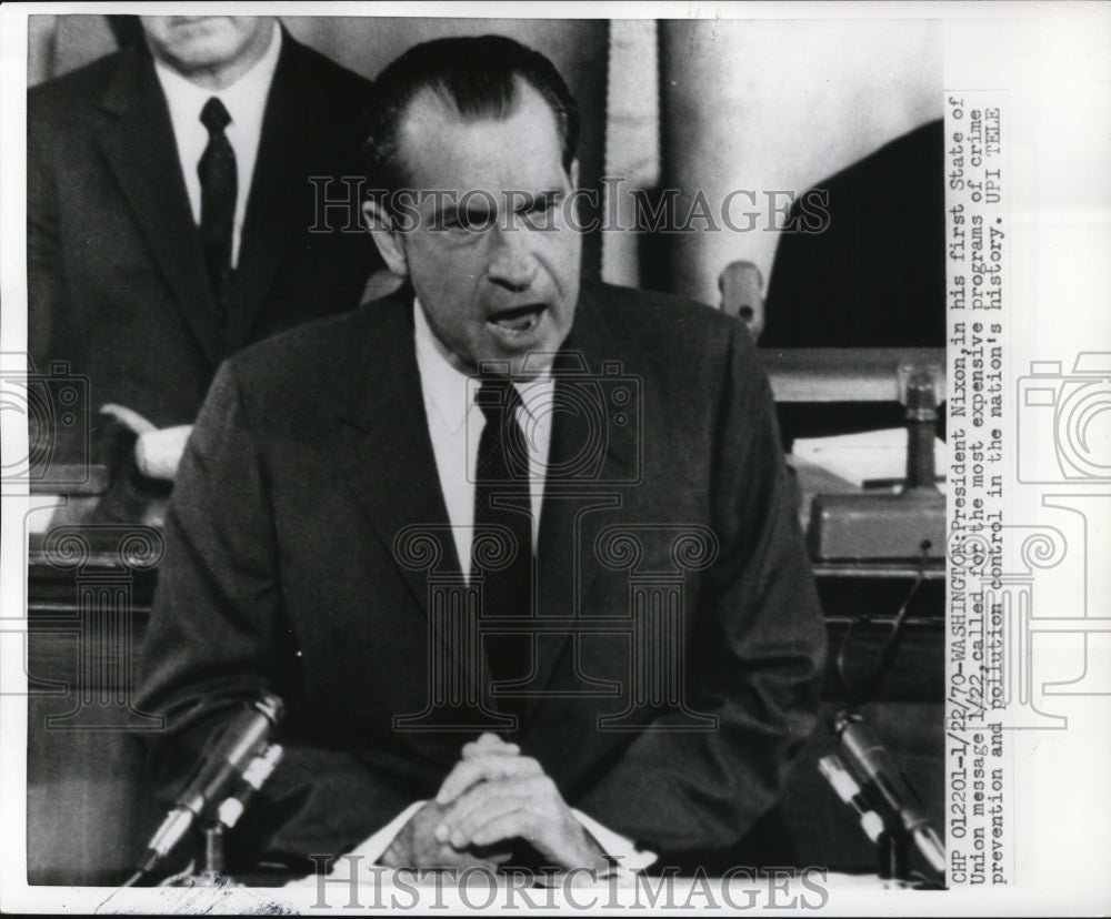 1970 Press Photo President Nixon During His First State of Union Message Jan 22