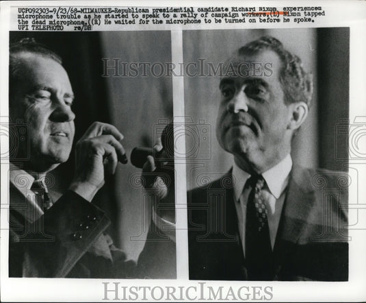 1968 Press Richard Nixon Experienced Microphone Trouble as He Started To Speak