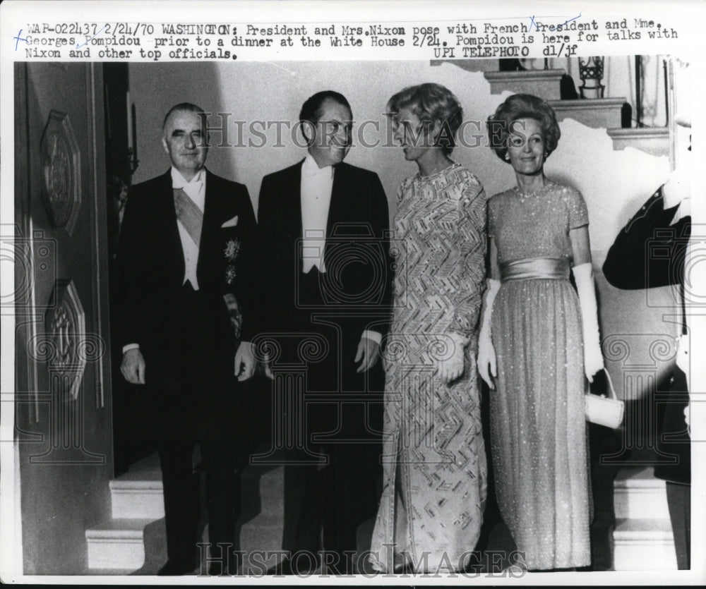 1970 Press Photo President and Mrs. Nixon, with French President and his wife.