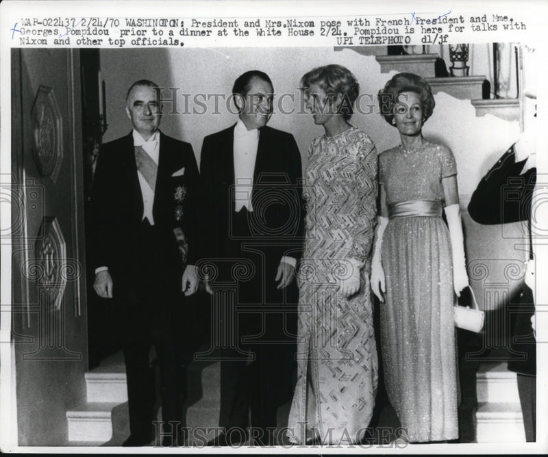Load image into Gallery viewer, 1970 Press Photo President and Mrs. Nixon, with French President and his wife.
