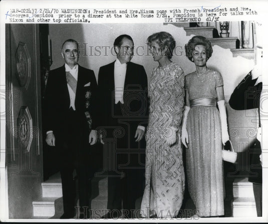 1970 Press Photo President and Mrs. Nixon, with French President and his wife.