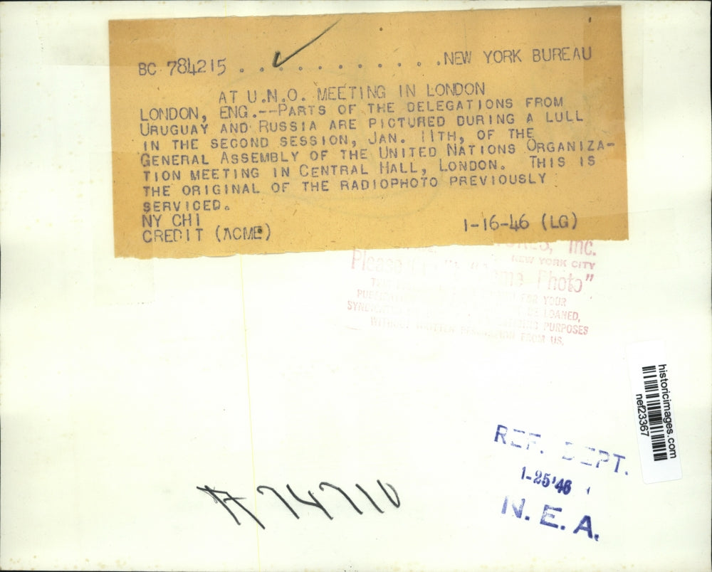 1946 Press Photo UNO Meeting at Central Hall, London - nef23367