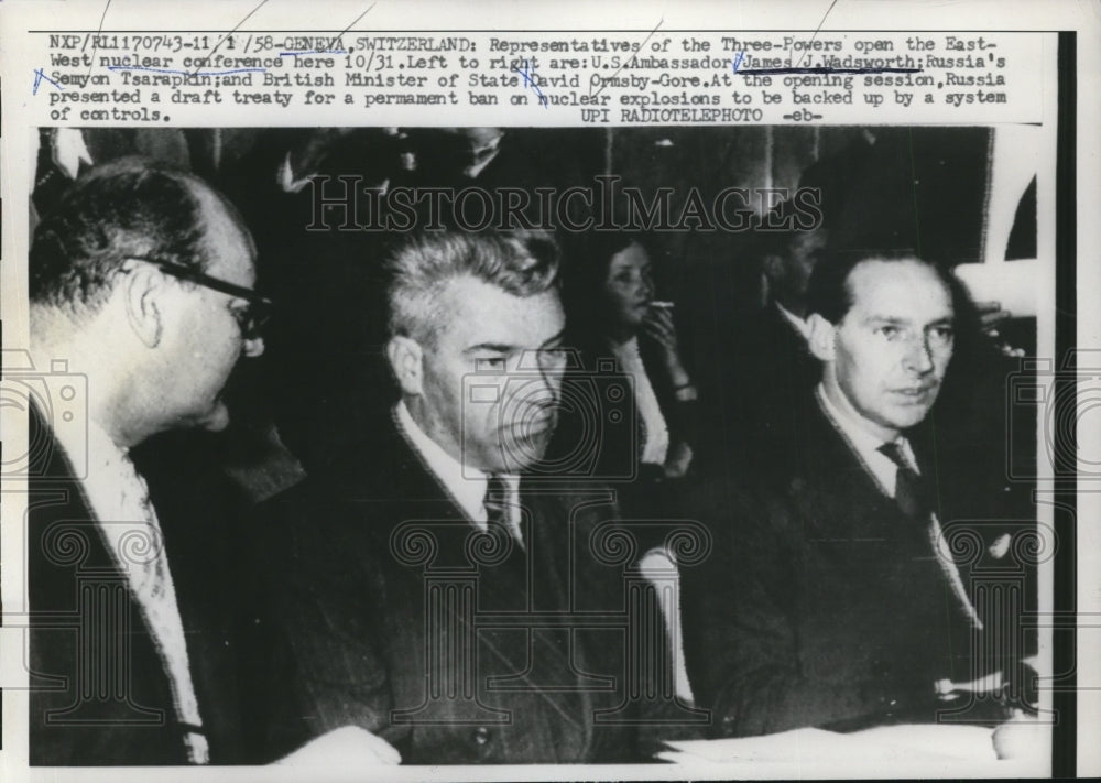 1958 Press Photo representatives of the Three-Powers open nuclear conference