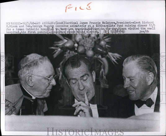 1968 Press Photo Richard Nixon & Guests at Los Angeles Fundraising Dinner