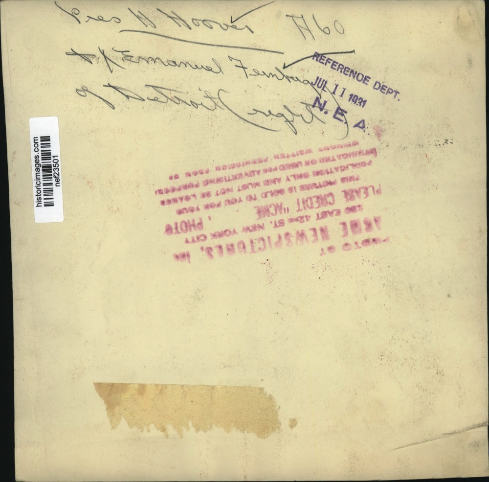 1931 Press Photo President Hoover and Emanuel Fernburg of Detroit (R)