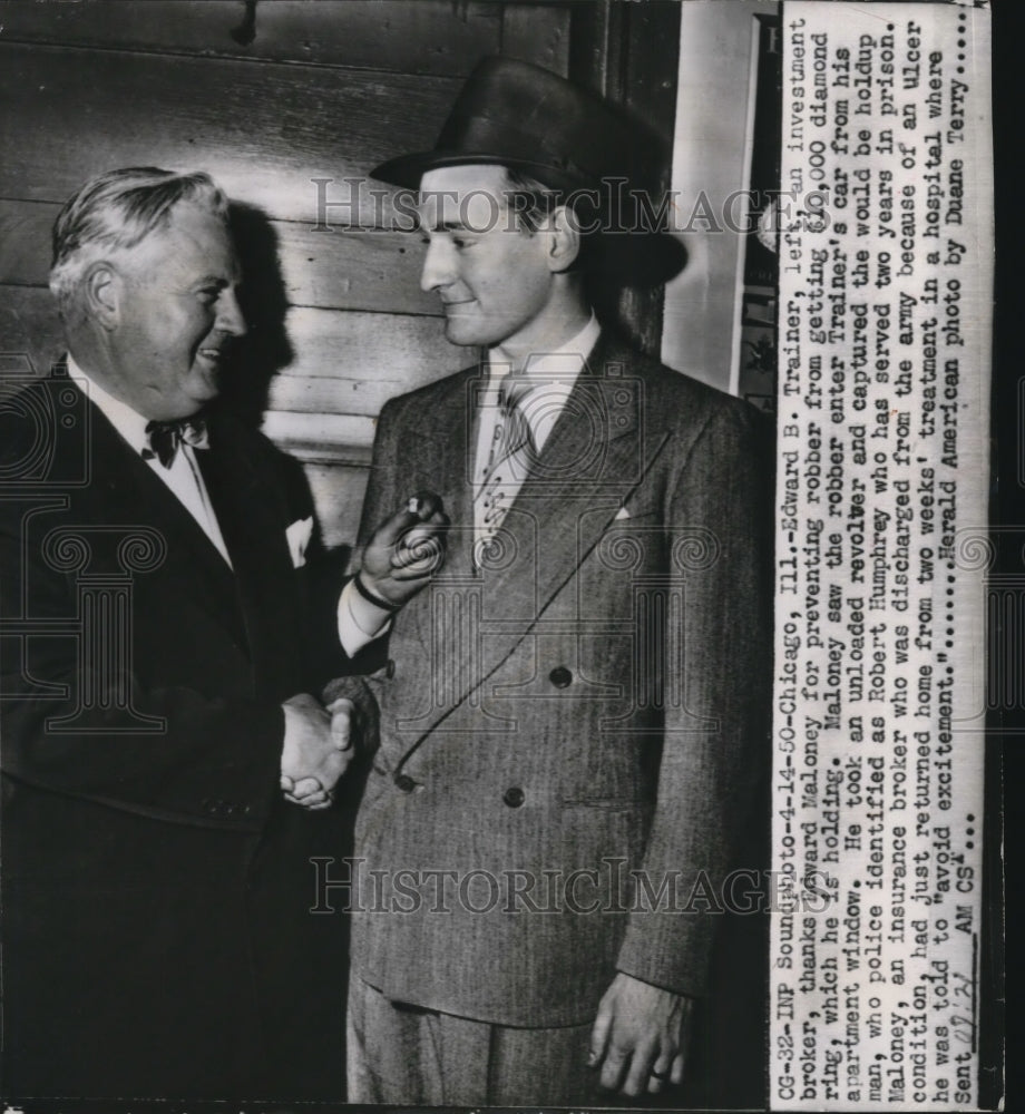 1950 Press Photo Edward B. Trainer, Edward Maloney in Chicago - nef23726