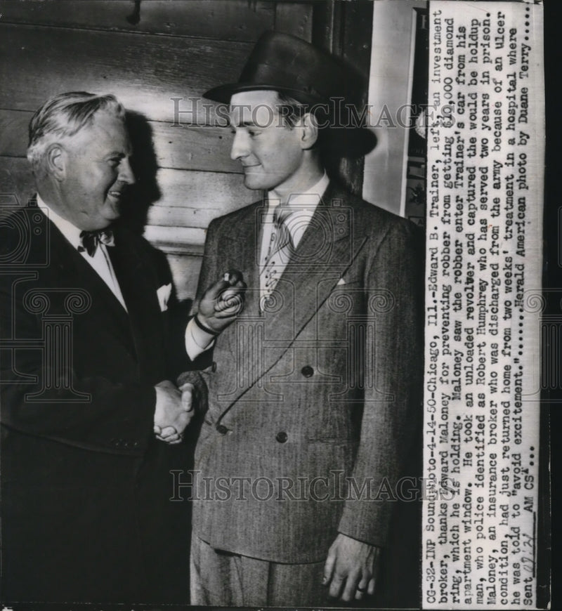 Load image into Gallery viewer, 1950 Press Photo Edward B. Trainer, Edward Maloney in Chicago - nef23726
