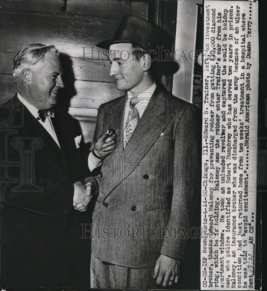 1950 Press Photo Edward B. Trainer, Edward Maloney in Chicago - nef23726