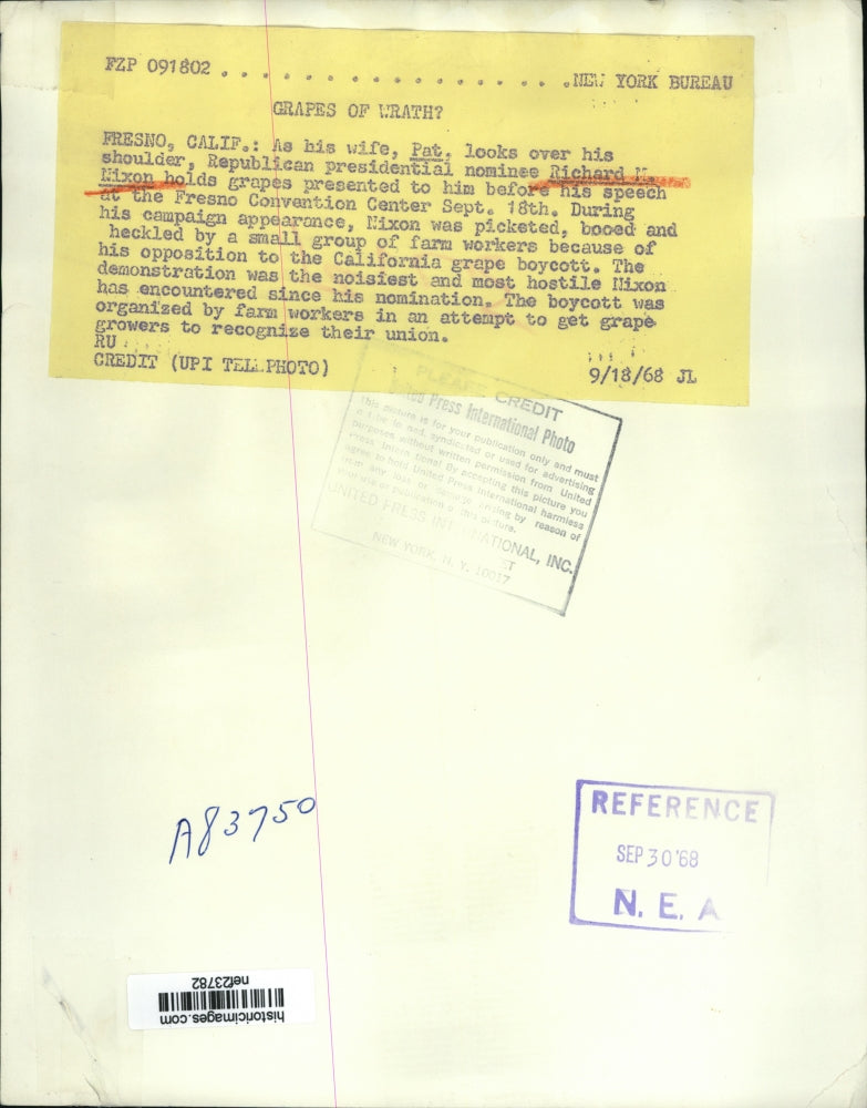 1968 Press Photo GOP pres. nominee Richard Nixon at Fresno Convention Center