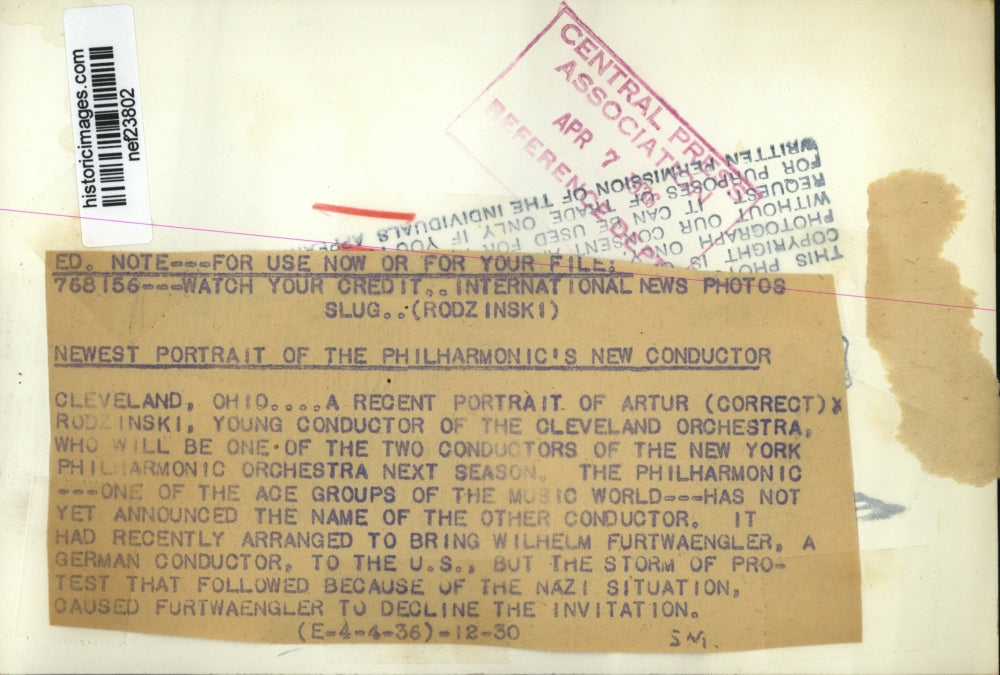 1936 Press Photo Artur Rodzinski - nef23802