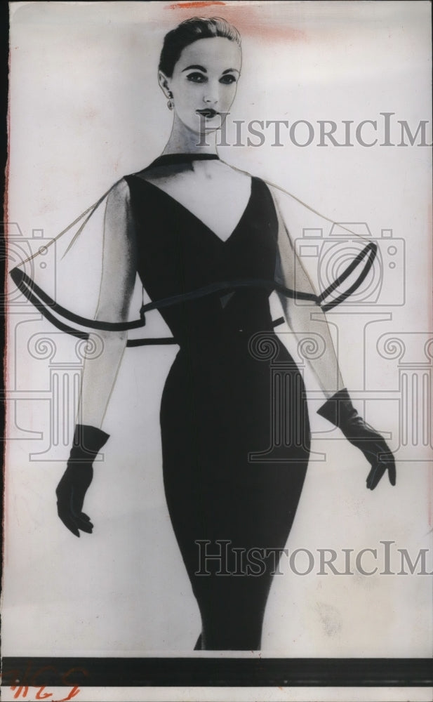 Load image into Gallery viewer, 1955 Press Photo Sheer Chiffon Cocktail Sheath Latest Possible FBI Case
