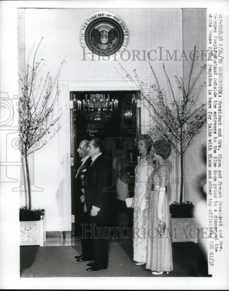 1970 Press Photo Pat. Richard Nixon, Mme. Georges Pompidou, White House Visit