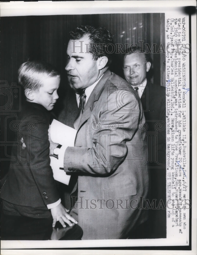 1960 Press Photo Richard Nixon Meets Wendell Willkie of Rushville, Indiana