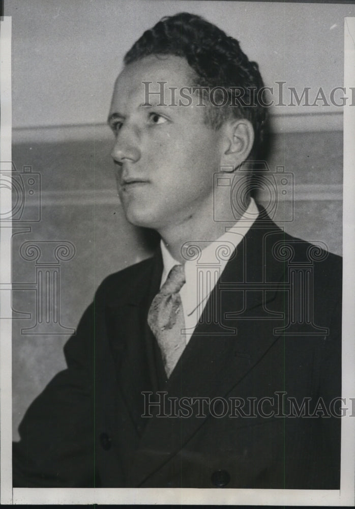 1934 Press Photo John Brennock testified at the Wynekoop Trial in Chicago