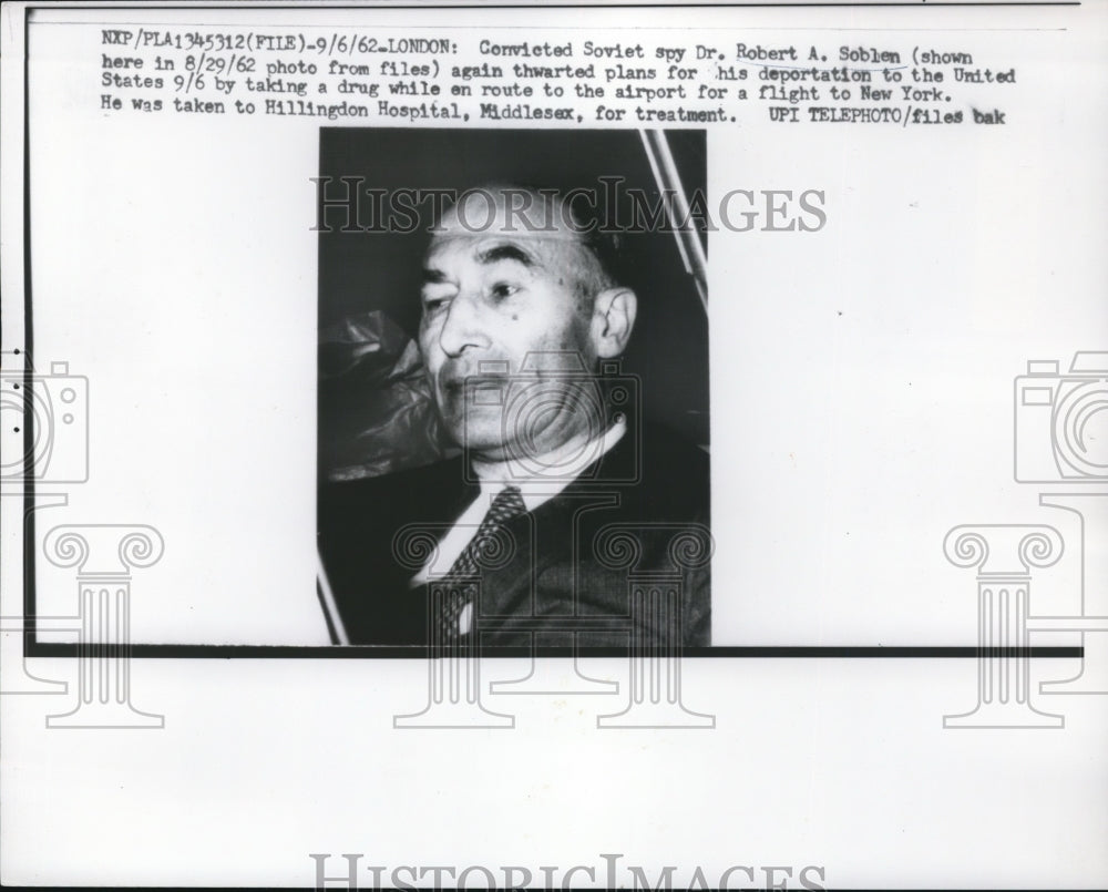 1962 Press Photo Convicted Soviet Spy Dr Robert A Soblen Thwarted Plans Again