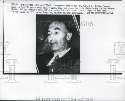 1962 Press Photo Convicted Soviet Spy Dr Robert A Soblen Thwarted Plans Again