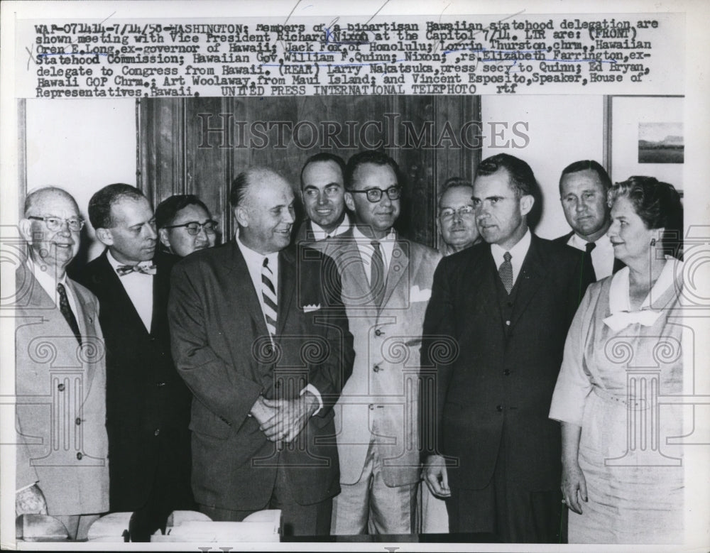 1958 Press Photo Members of Hawaiian Satehood Delegation at the White House