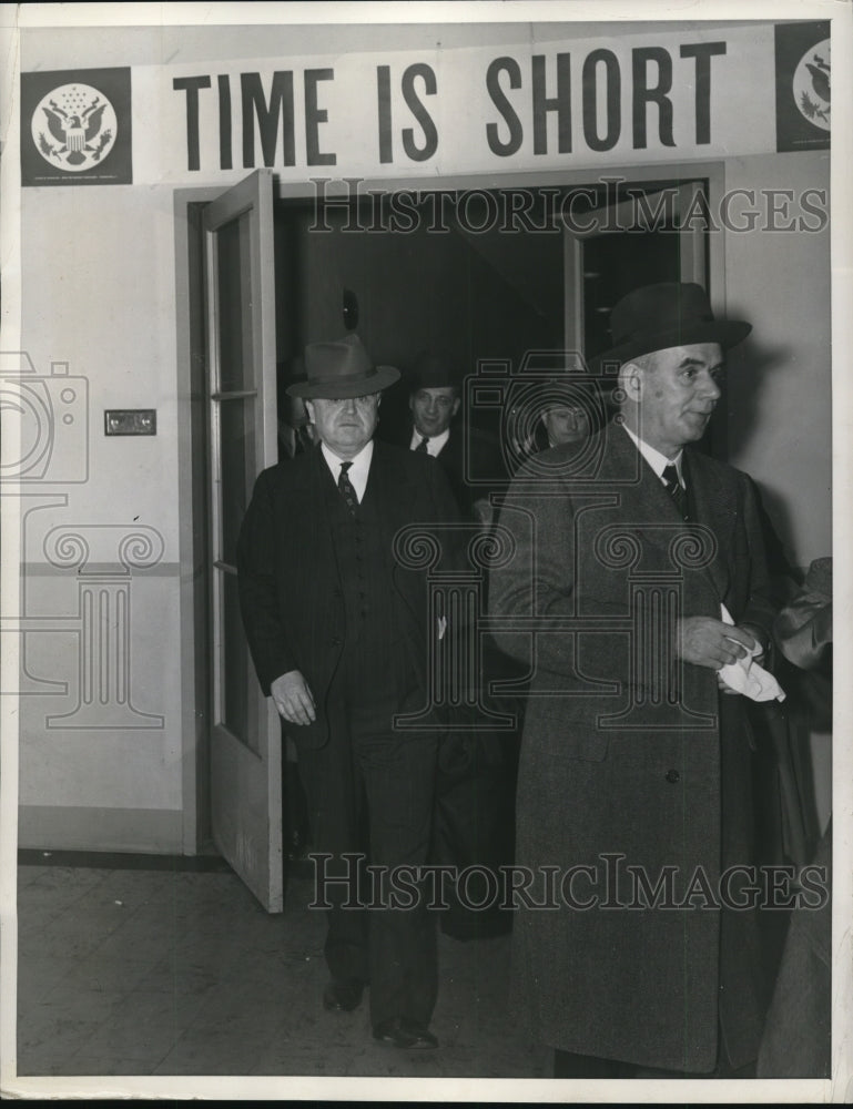 Load image into Gallery viewer, 1941 Press Photo John L Lewis Leaving the National Defense Mediation Board Room
