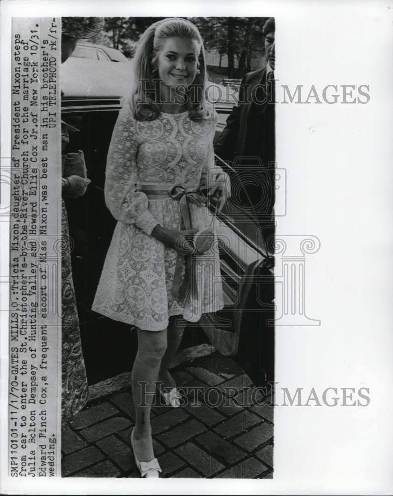 1970 Press Photo Tricia Nixon enter the St.Christopher by the River Church
